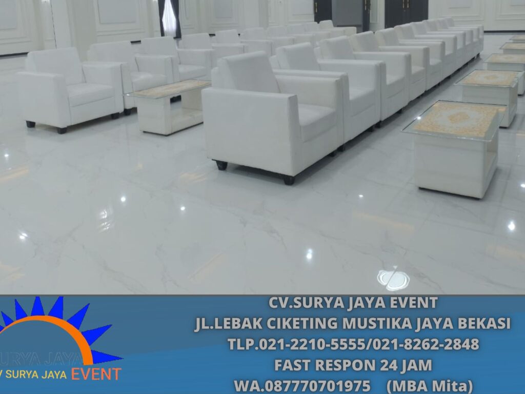 Pusat Sewa SOFA PUTIH, MEJA VIP KACA Area Cileungsi Bogor