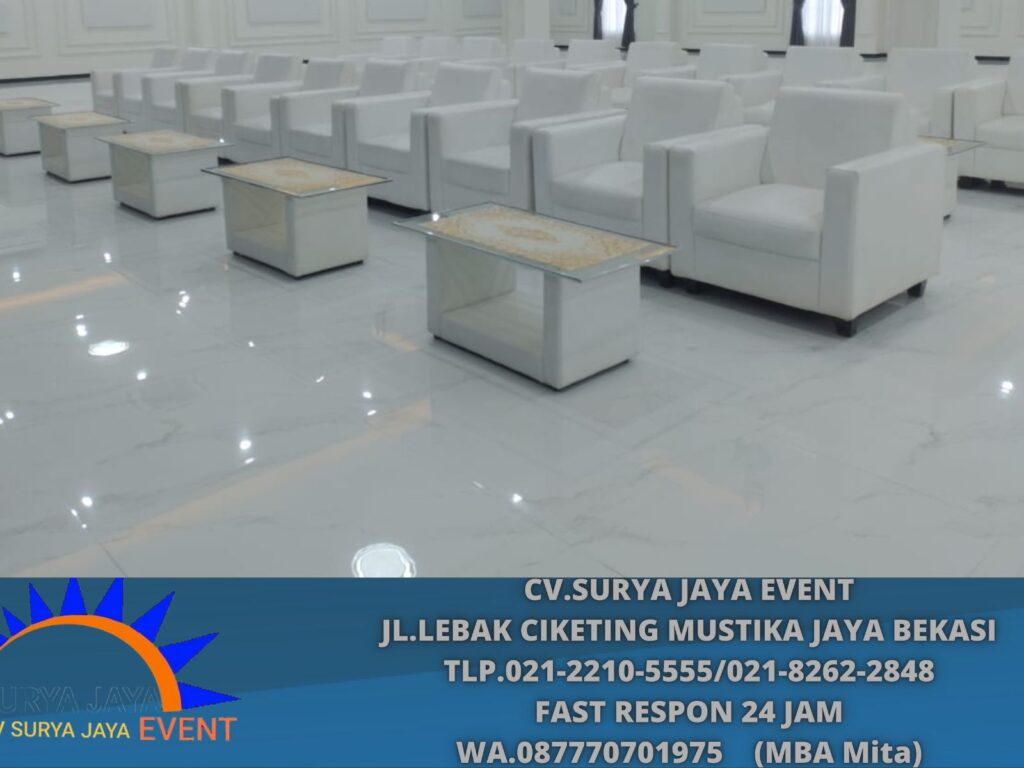Pusat Sewa SOFA PUTIH, MEJA VIP KACA Area Cileungsi Bogor