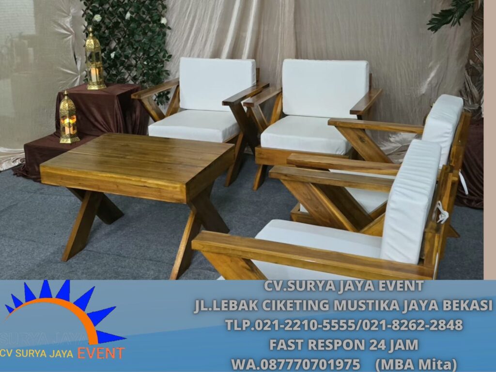 Sewa Sofa Out door Dan Meja Kaki Silang Jakarta