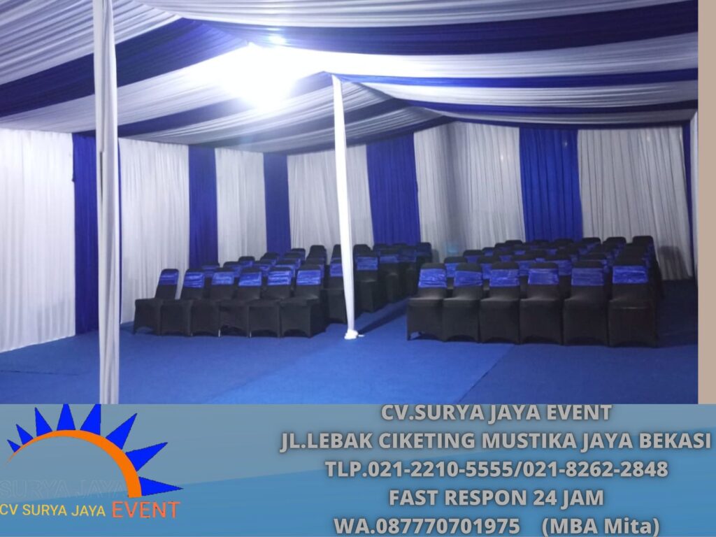 Rental Tenda Serut Putih Biru,Kursi,Meja Jakarta