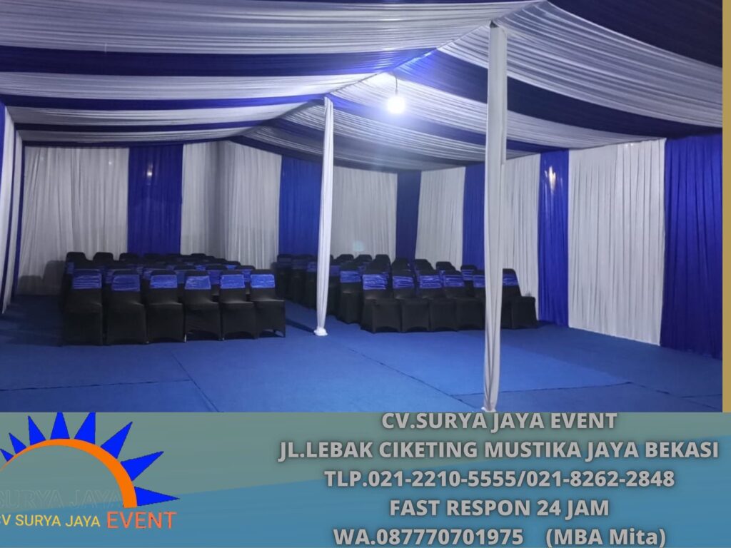 Rental Tenda Serut Putih Biru,Kursi,Meja Jakarta