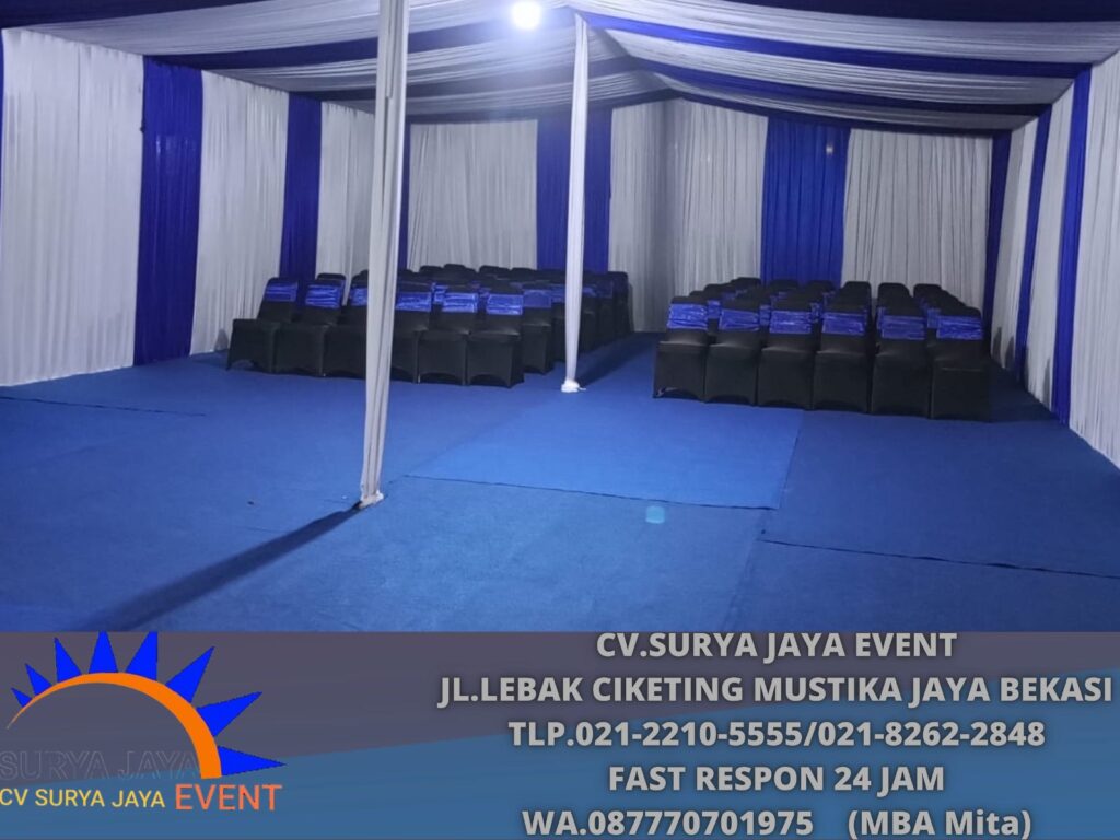 Rental Tenda Serut Putih Biru,Kursi,Meja Jakarta