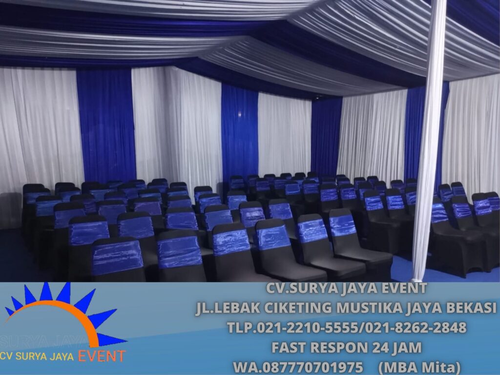 Rental Tenda Serut Putih Biru,Kursi,Meja Jakarta