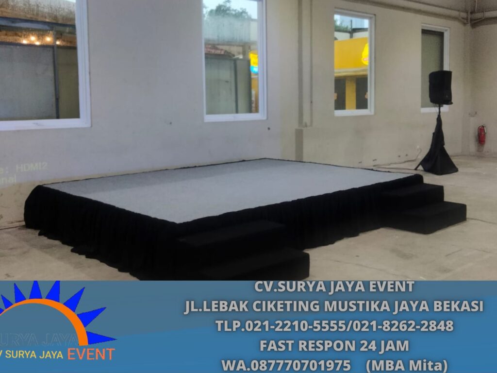 Sewa Panggung Poni Hitam Karpet abu-abu Jakarta