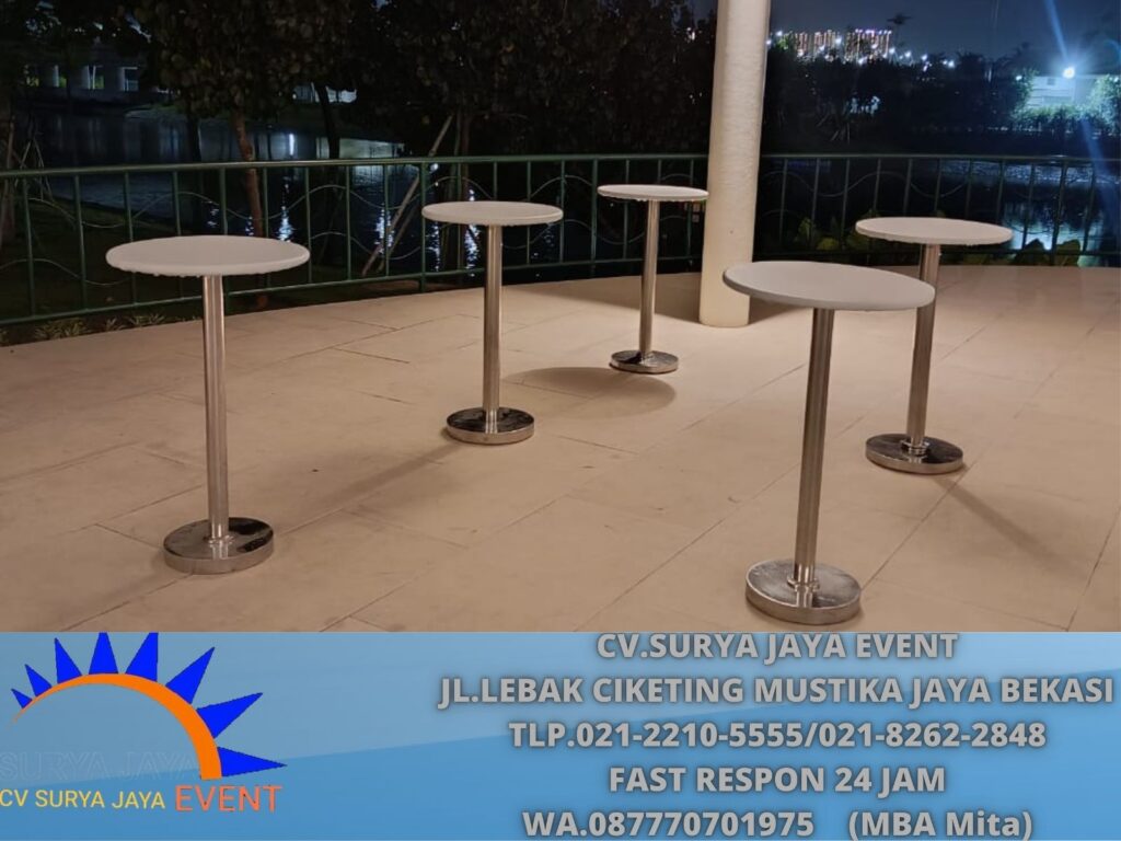 Sewa Meja Barstool Putih Event JCC Senayan