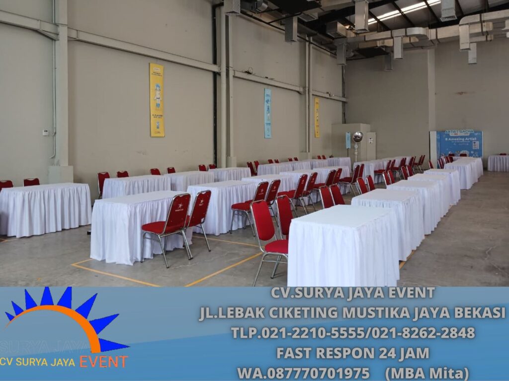 Rental Meja Kotak Cover Putih Event Chillax Sudirman