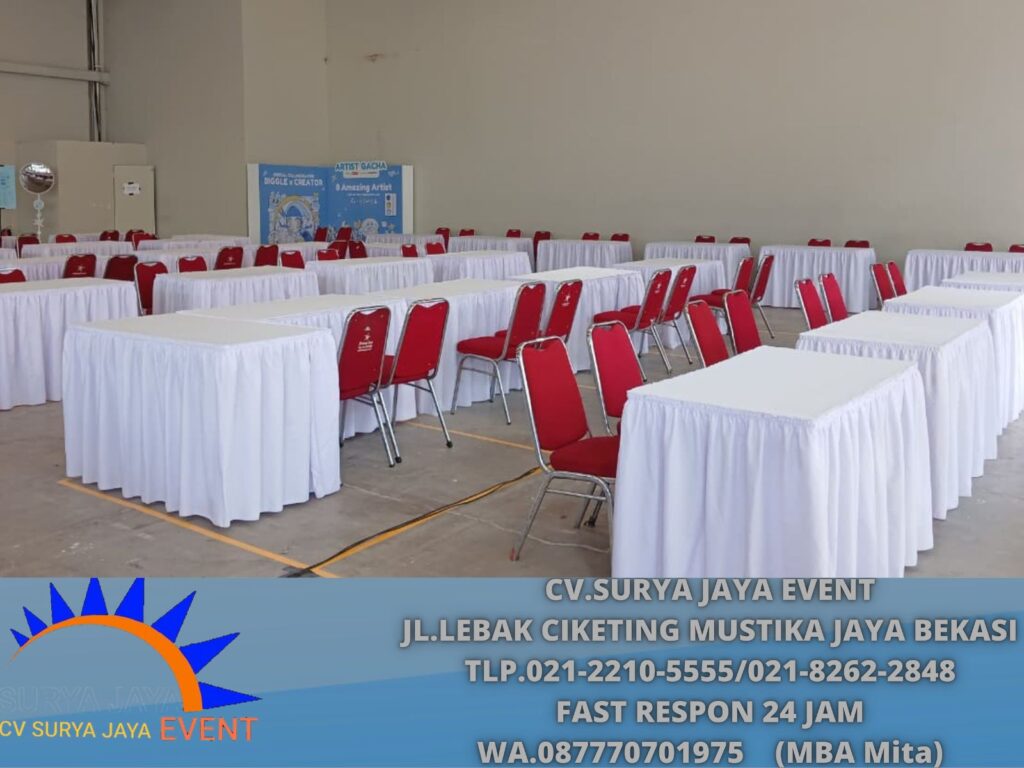 Rental Meja Kotak Cover Putih Event Chillax Sudirman