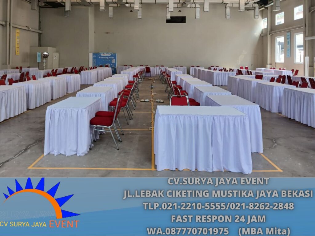 Rental Meja Kotak Cover Putih Event Chillax Sudirman