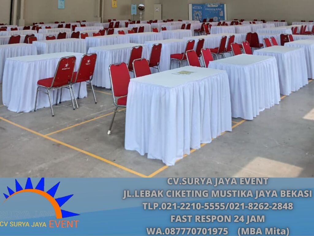 Rental Meja Kotak Cover Putih Event Chillax Sudirman