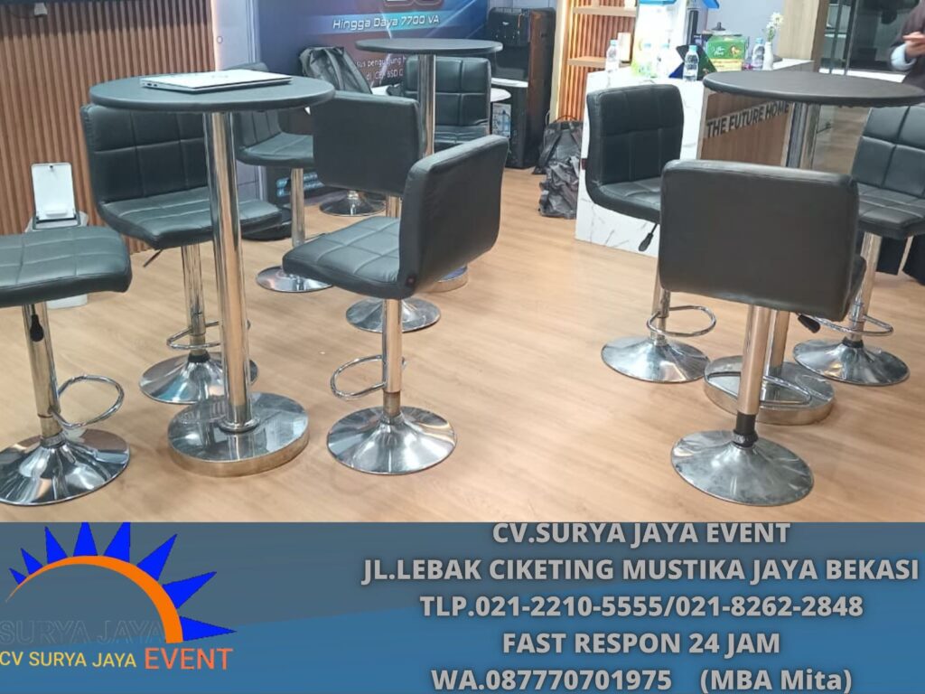 Rental Meja Kursi Barstools Senderan Hitam Tanggerang