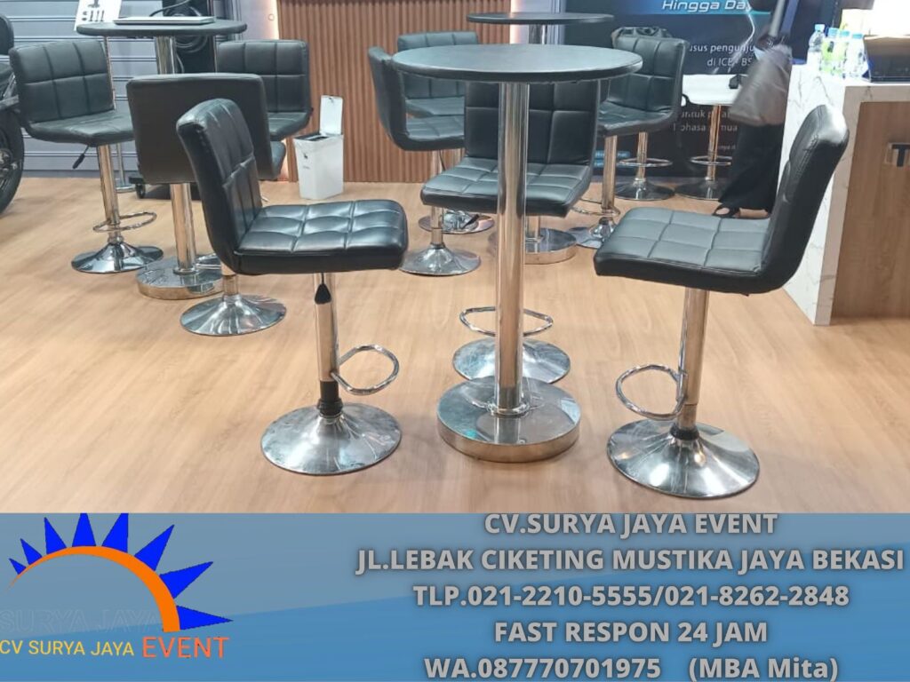 Rental Meja Kursi Barstools Senderan Hitam Tanggerang