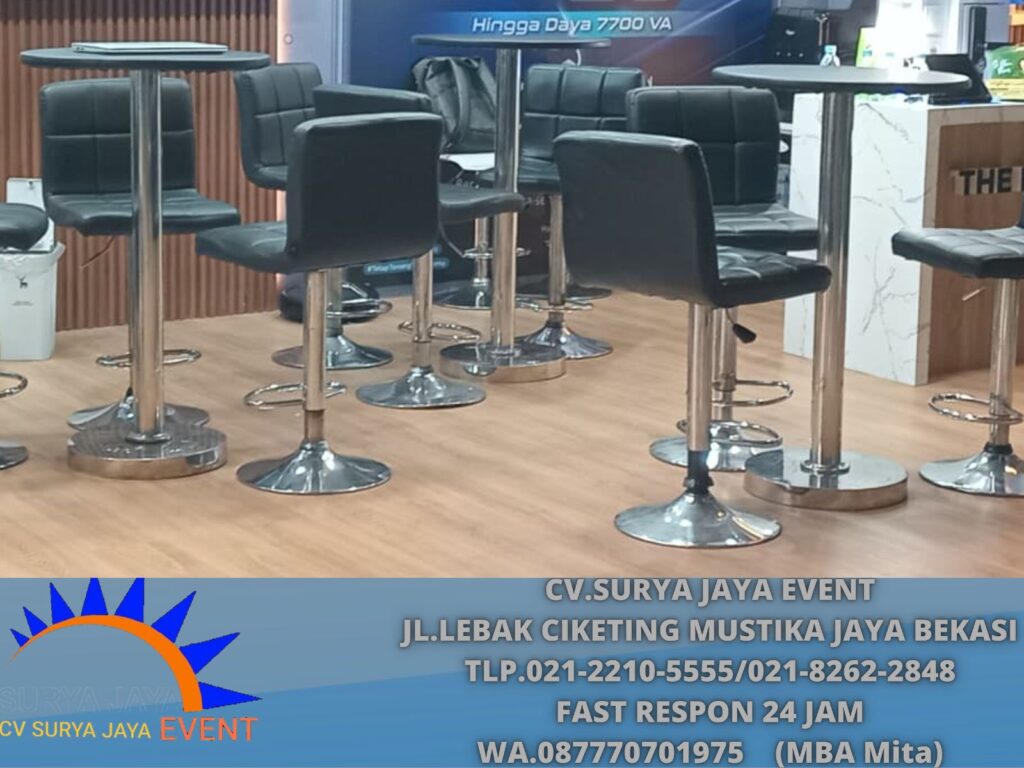 Rental Meja Kursi Barstools Senderan Hitam Tanggerang
