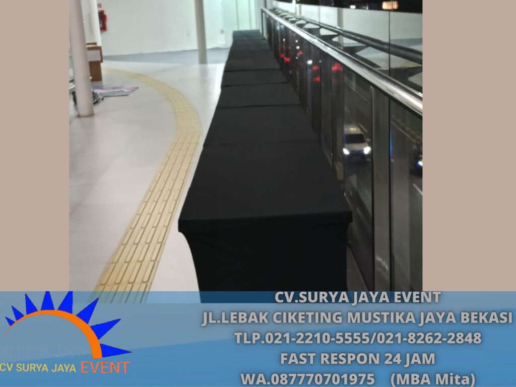Sewa Meja kotak HPL Cover Hitam Jakarta