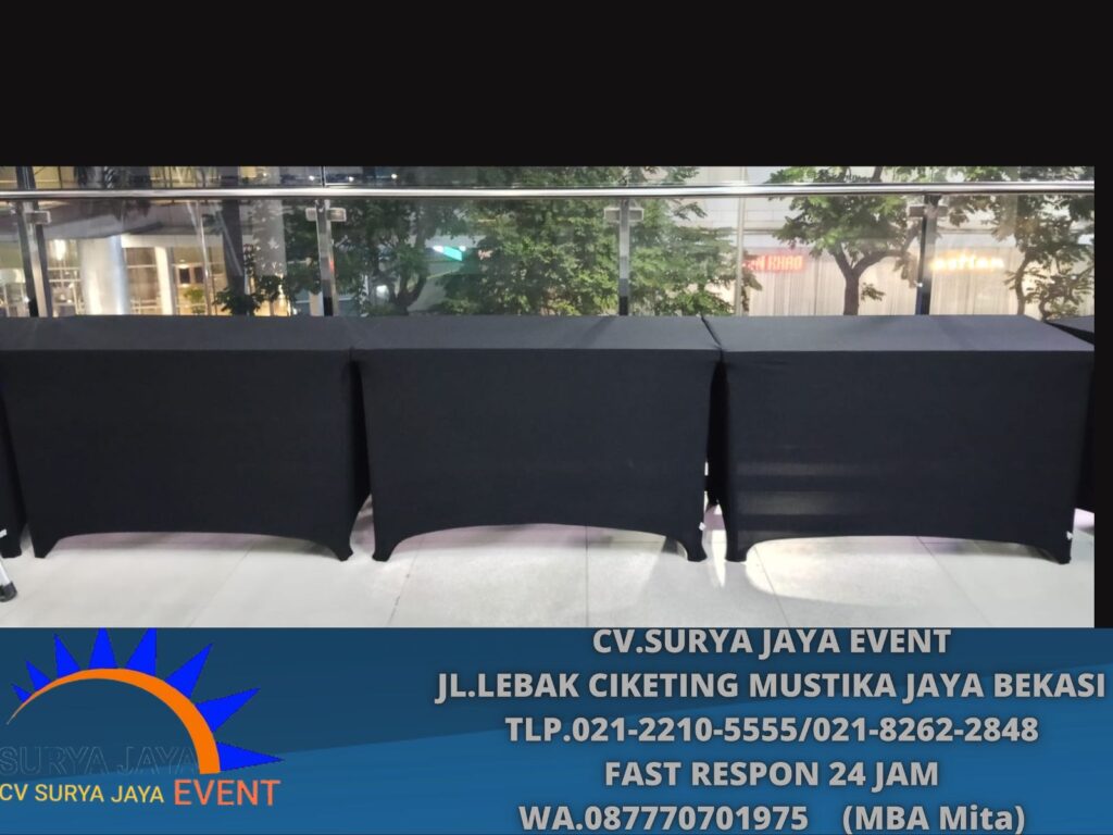 Sewa Meja kotak HPL Cover Hitam Jakarta