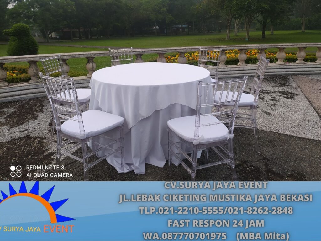 Rental Round table,Tiffany Acrylic Chairs Jakarta