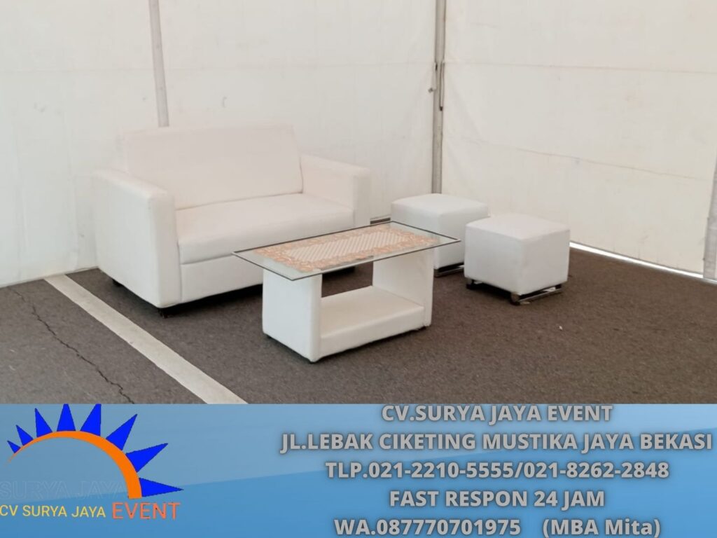 Sewa Sofa Double Putih,Puff,Kursi Scramble Putih Jakarta