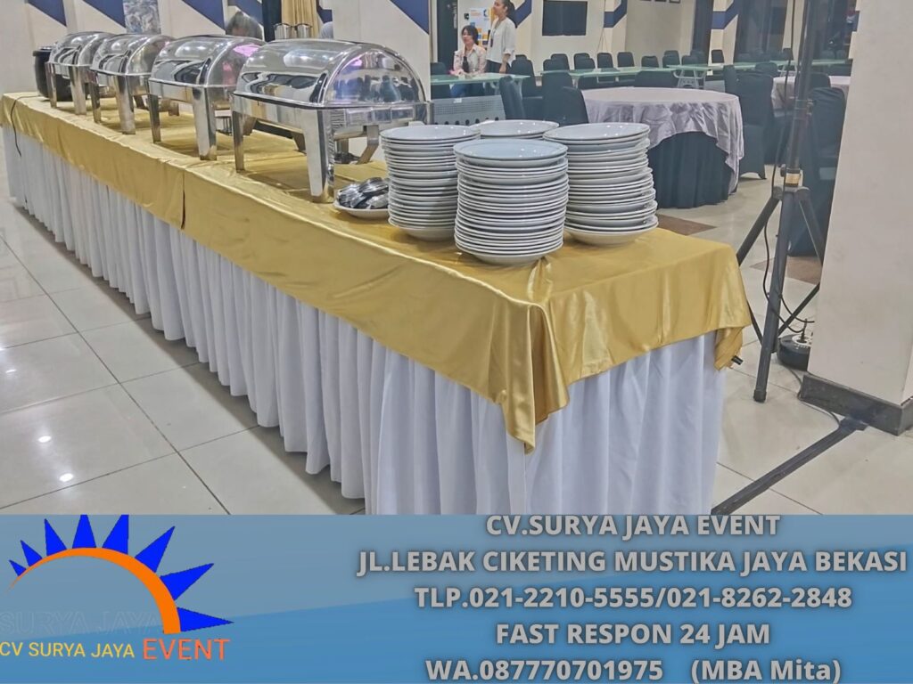 IBM 180×60 Sekerting Putih Taplak Gold Event Rawamangun