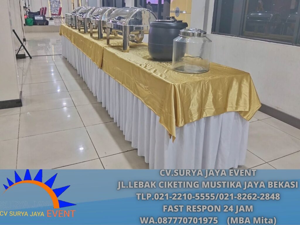 IBM 180×60 Sekerting Putih Taplak Gold Event Rawamangun