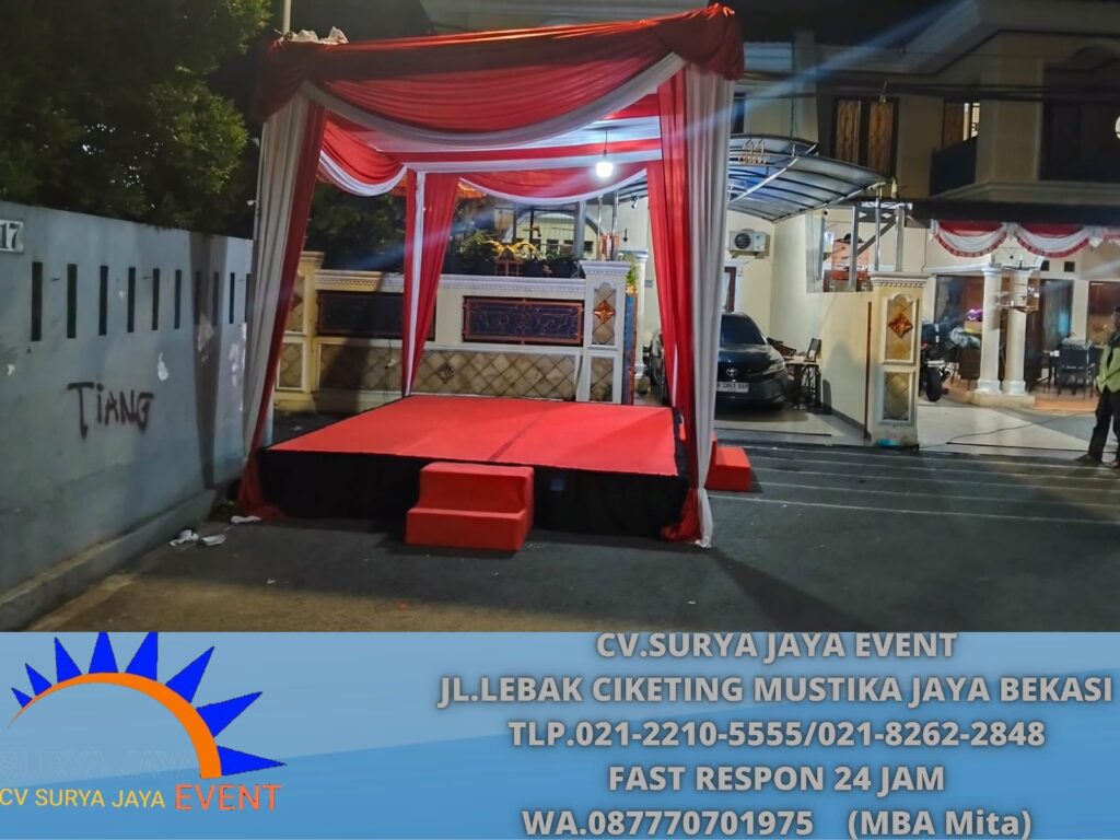 Sewa Tenda Merah Putih Dekor Serut,Panggung Karpet Lenteng Agung