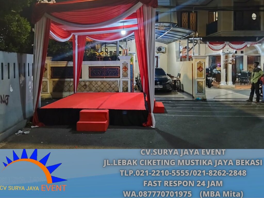Sewa Tenda Merah Putih Dekor Serut,Panggung Karpet Lenteng Agung