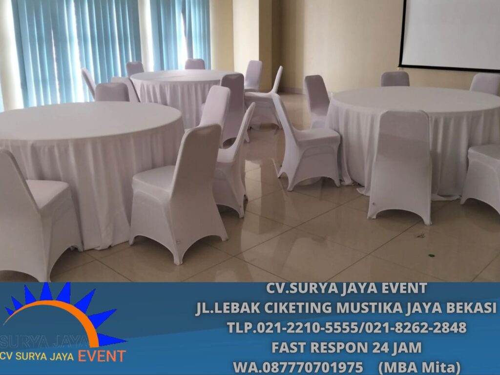 Sewa Kursi Dan Meja Cover Stretch Putih Jakarta (0877-7070-1975)