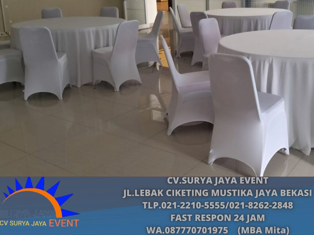 Sewa Kursi Dan Meja Cover Stretch Putih Jakarta (0877-7070-1975)