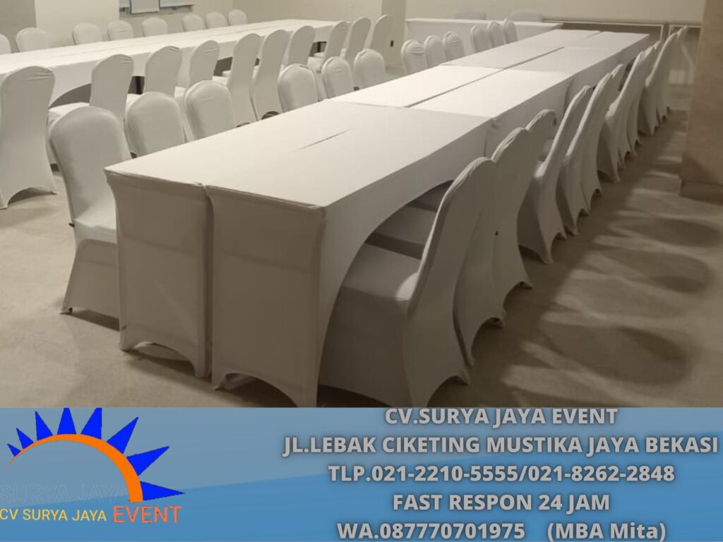Sewa Meja IBM Cover Putih Event Wisma Danantara (0877-7070-1975)