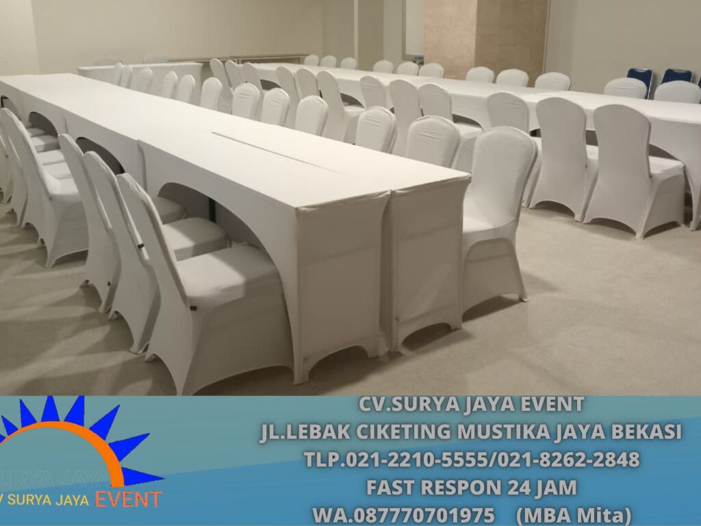 Sewa Meja IBM Cover Putih Event Wisma Danantara (0877-7070-1975)