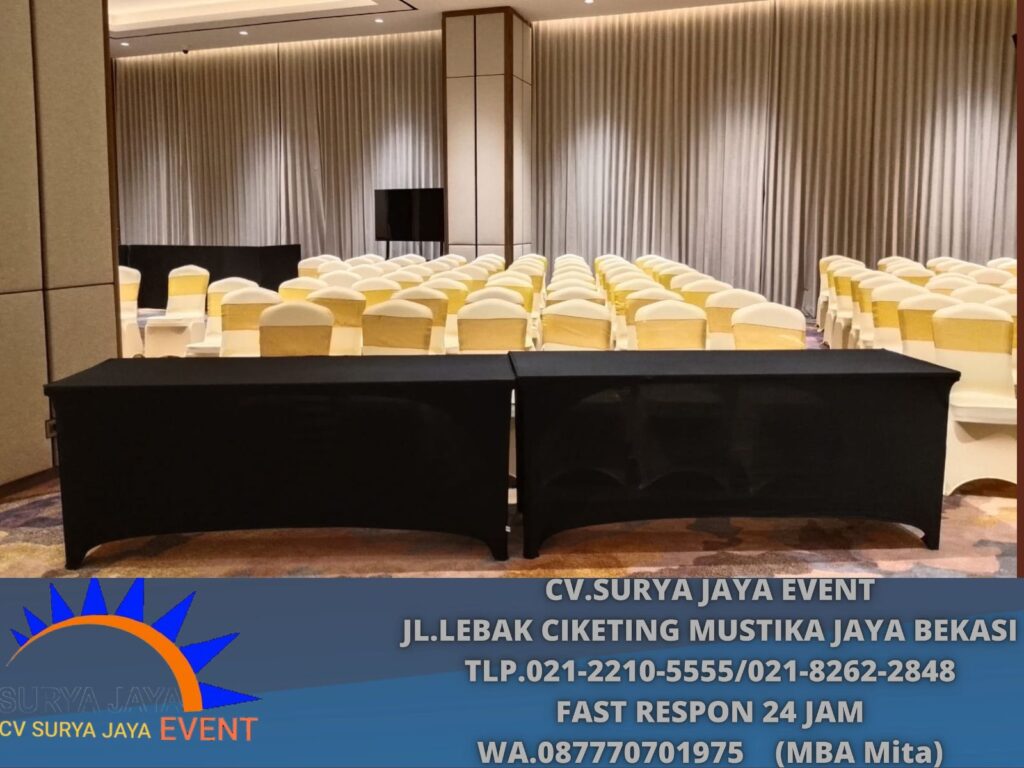 Sewa Meja Ibm Taplak ketat Hitam Cimory Tower Meruya (0877-7070-1975)