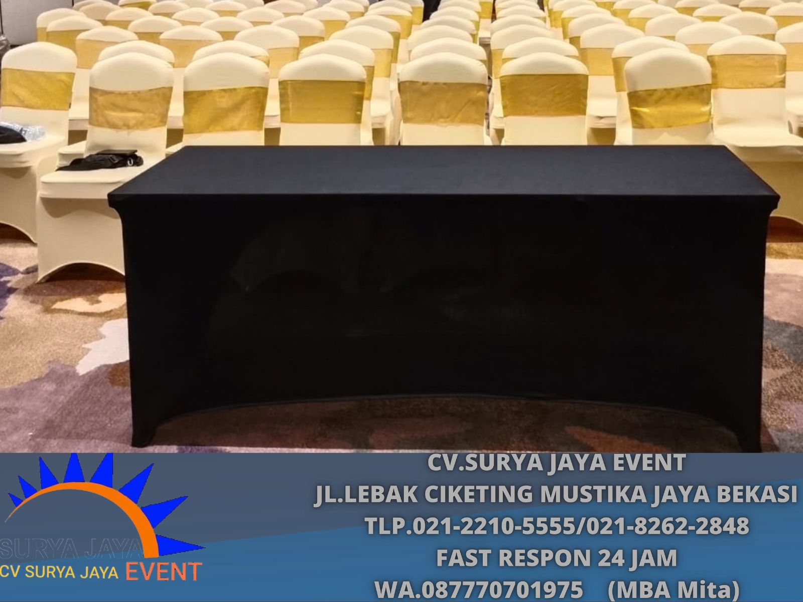Meja Ibm Taplak ketat Hitam Cimory Tower Meruya (0877-7070-1975) (3)