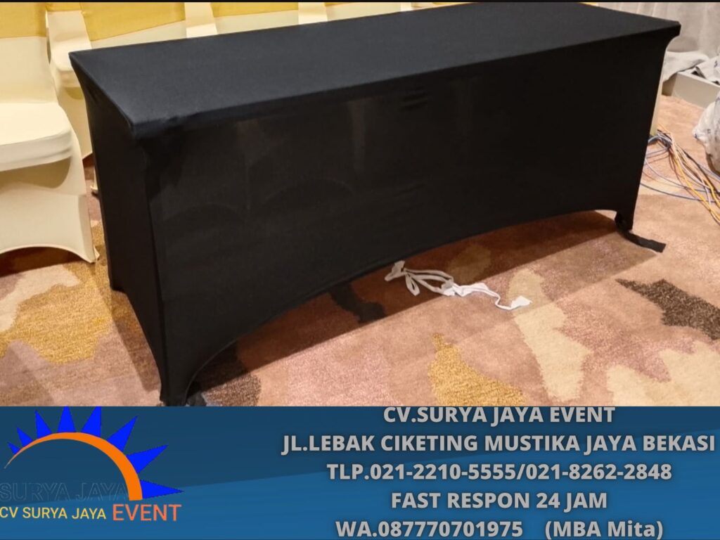 Sewa Meja Ibm Taplak ketat Hitam Cimory Tower Meruya (0877-7070-1975)
