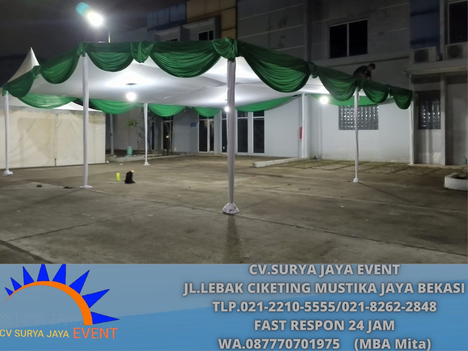 Tenda Plafon Rumbai Hijau Tua Event Batuceper Tanggerang (3)