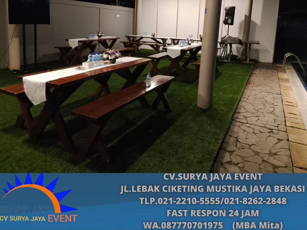 Sewa Meja Kursi Taman Uk 180×60cm Runer Putih Bekasi (0877-7070-1975)