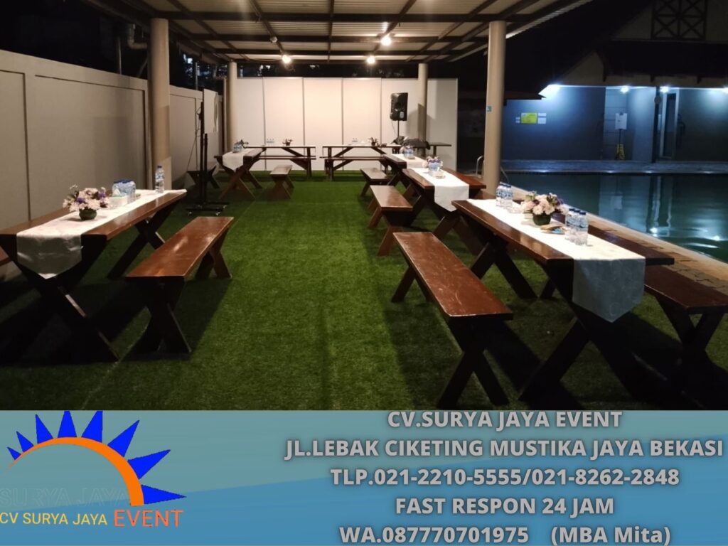 Sewa Meja Kursi Taman Uk 180×60cm Runer Putih Bekasi (0877-7070-1975)