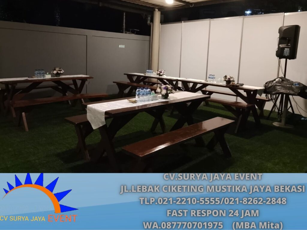 Sewa Meja Kursi Taman Uk 180×60cm Runer Putih Bekasi (0877-7070-1975)