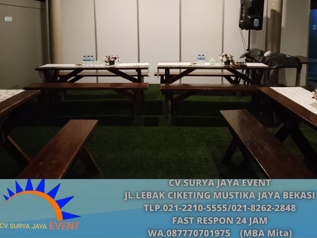 Sewa Meja Kursi Taman Uk 180×60cm Runer Putih Bekasi (0877-7070-1975)