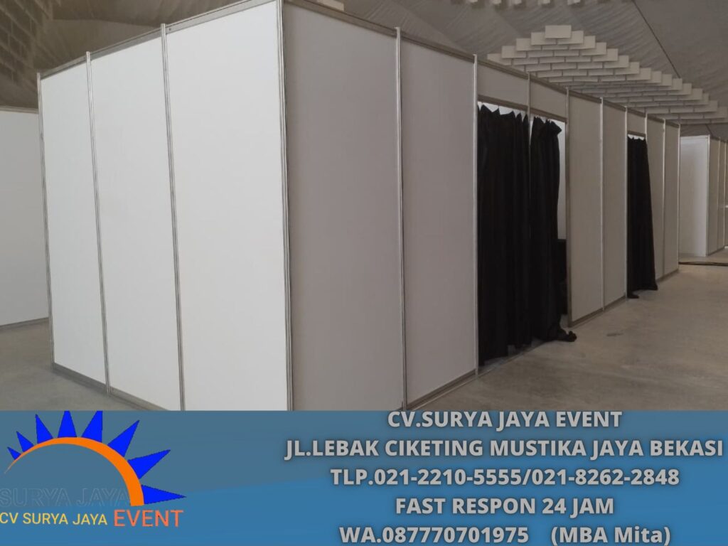 Sewa Partisi Ruangan 6x5 Pintu Gorden Hitam Brickhall Fatmawati (0877-7070-1975)