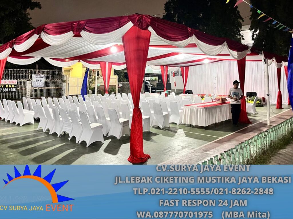 Rental Tenda Dekor Serut Putih Merah Jatiluhur (0877-7070-1975)