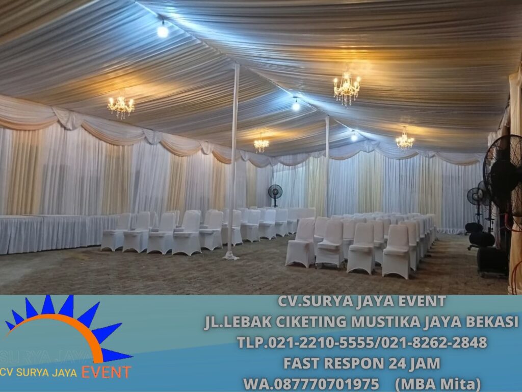 Sewa Tenda Serut Rumbai Gold Putih Jakarta (0877-7070-1975)