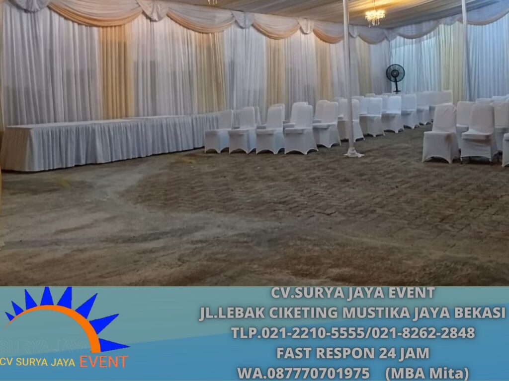 Sewa Tenda Serut Rumbai Gold Putih Jakarta (0877-7070-1975)