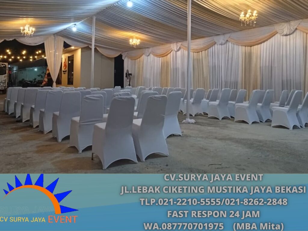 Sewa Tenda Serut Rumbai Gold Putih Jakarta (0877-7070-1975)
